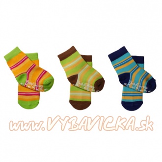 Ponožky protišmykové bavlnené BabyOno, 6-12m, pásiky, oranžová