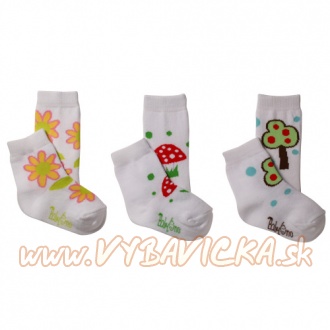 Ponožky bavlnené BabyOno, 6-12m, kvietok, biela