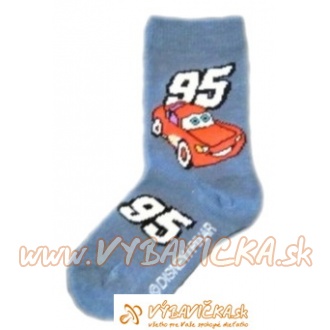 Ponožky klasické s prispôsobiteľným tvarom rozprávkové postavička autíčko Lightning MC Queen 95 DISNEY/PIXAR modrá