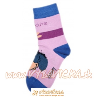 Ponožky klasické rozprávkové postavička macko Pu Somárik eeyoure Disney svetloružovomodrá