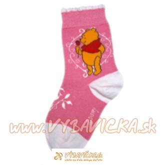 Ponožky klasické rozprávkové postavička macko Pu Disney ružovobiela