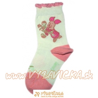 Ponožky klasické rozprávkové postavička macko Pu Prasiatko Disney svetlobéžovoružová