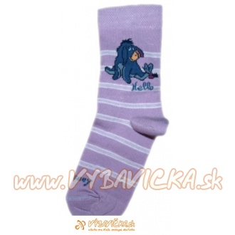 Ponožky klasické rozprávkové postavička macko Pu Somárik Hello Disney fialovosvetlofialová
