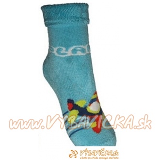 Ponožky protišmykové froté s protišmykovou vrstvou labky s patentom lietadlo PLANE modrá