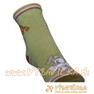 Ponožky protišmykové s protišmykovou vrstvou s vrstvou zo silikónu psík zelenotmavozelená