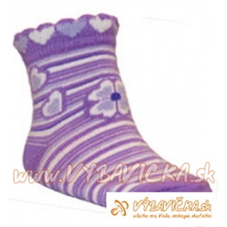 Ponožky klasické srdiečka fialovobiela