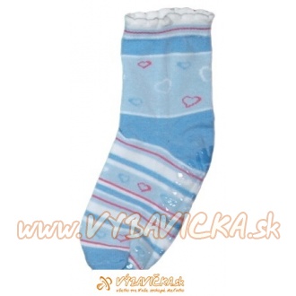 Ponožky protišmykové s protišmykovou vrstvou s vrstvou zo silikónu srdiečka modrosvetlomodrá