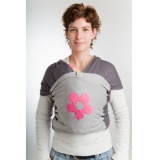 Detský nosič s obrázkom a aplikáciou Bykay Baby Carrier with middlepiece and application, Veľkosť M 4,6 m, Antracite - Grey Melee - Flower Fuchsia