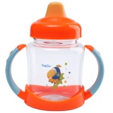 Netečúci hrnček s mäkkým náustkom BabyOno, 6m+, 180 ml, oranžová