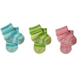 Ponožky protišmykové froté BabyOno, 0m+, pásiky, zelená