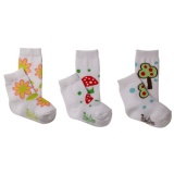 Ponožky bavlnené BabyOno, 6-12m, kvietok, biela