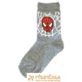 Ponožky klasické s prispôsobiteľným tvarom rozprávkové postavička Spiderman sivá