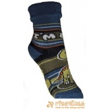 Ponožky protišmykové froté s protišmykovou vrstvou labky s patentom dinosaurus I'M DY… modrotmavomodrozelená