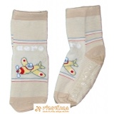 Ponožky protišmykové s protišmykovou vrstvou s vrstvou zo silikónu lietadlo aero béžovosvetlohnedá