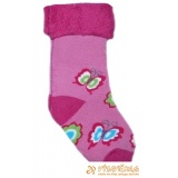 Ponožky froté s patentom motýle ružovotmavoružová